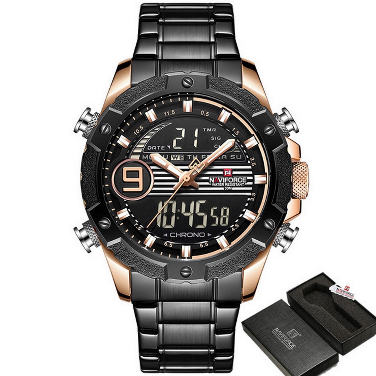 Reloj Naviforce Original Nf 9146 Acero Inoxidable + Estuche